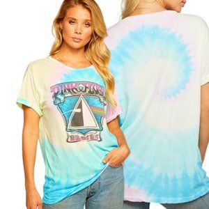 Chaser Woven Rolled Short Sleeve Tie Dye Pink Floyd Graphic Tee Small NWT